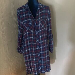 Flannel like long sleeve plaid dress